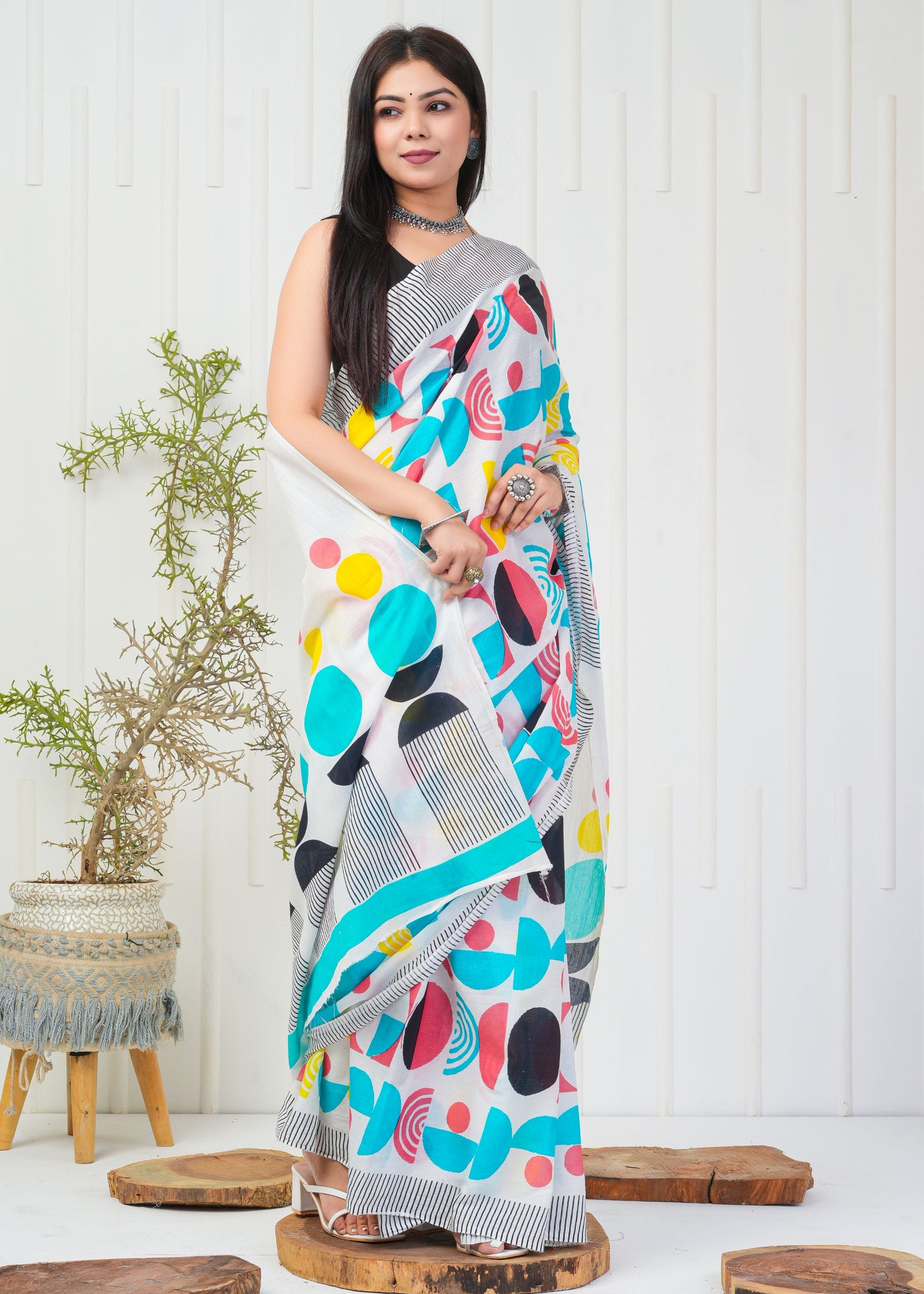 Premium Cotton Saree with Blouse Piece ( CS2001 )