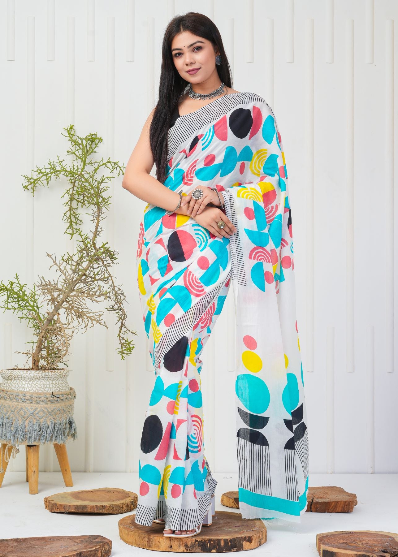 Premium Cotton Saree with Blouse Piece ( CS2001 )