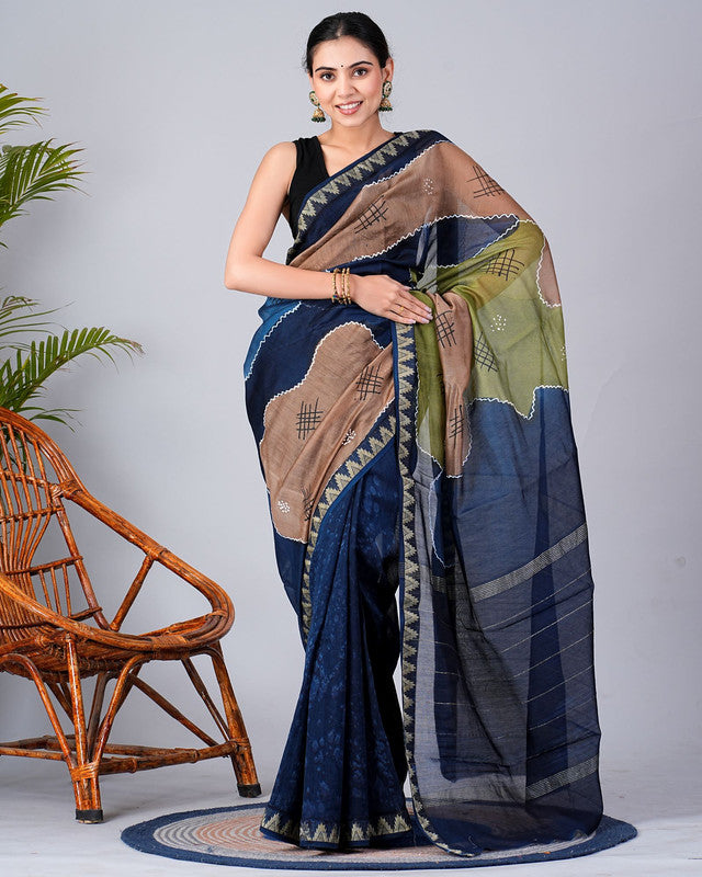 Maheshwari Silk Bagru Print Saree ( MS10816)