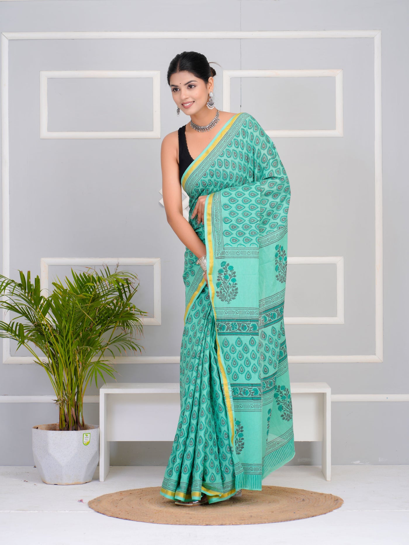 Premium Cotton Saree with Zari Border ( CS0212 )