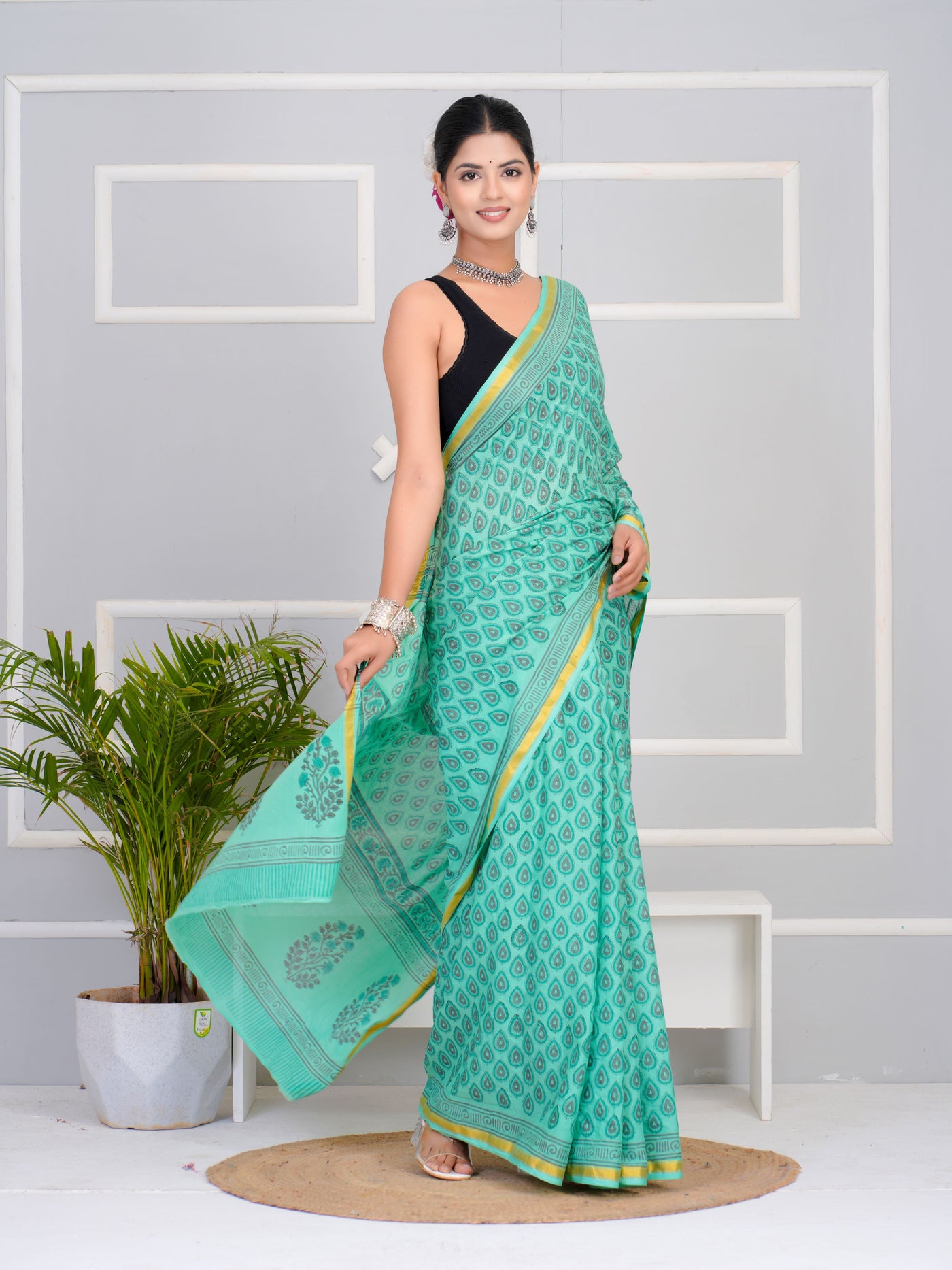 Premium Cotton Saree with Zari Border ( CS0212 )