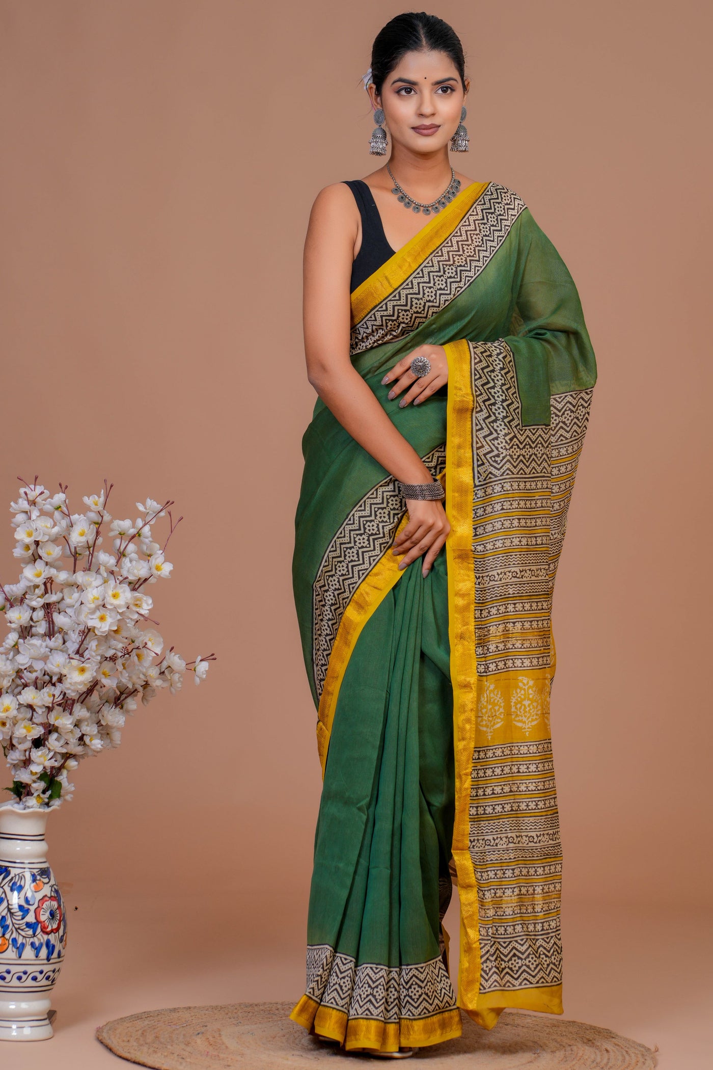 Maheshwari Silk Bagru Print Saree ( MS101402)