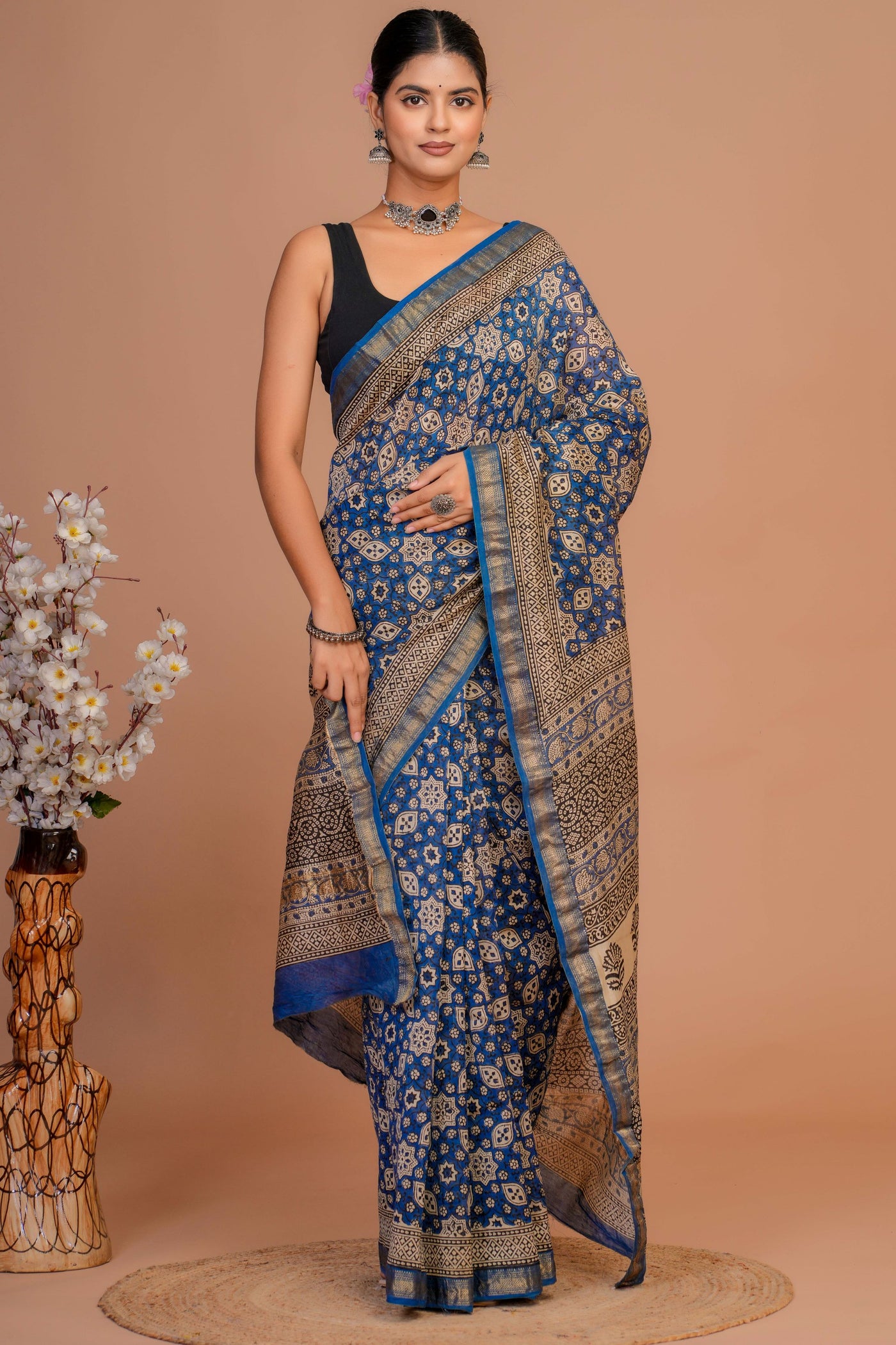 Maheshwari Silk Bagru Print Saree ( MS1111012)