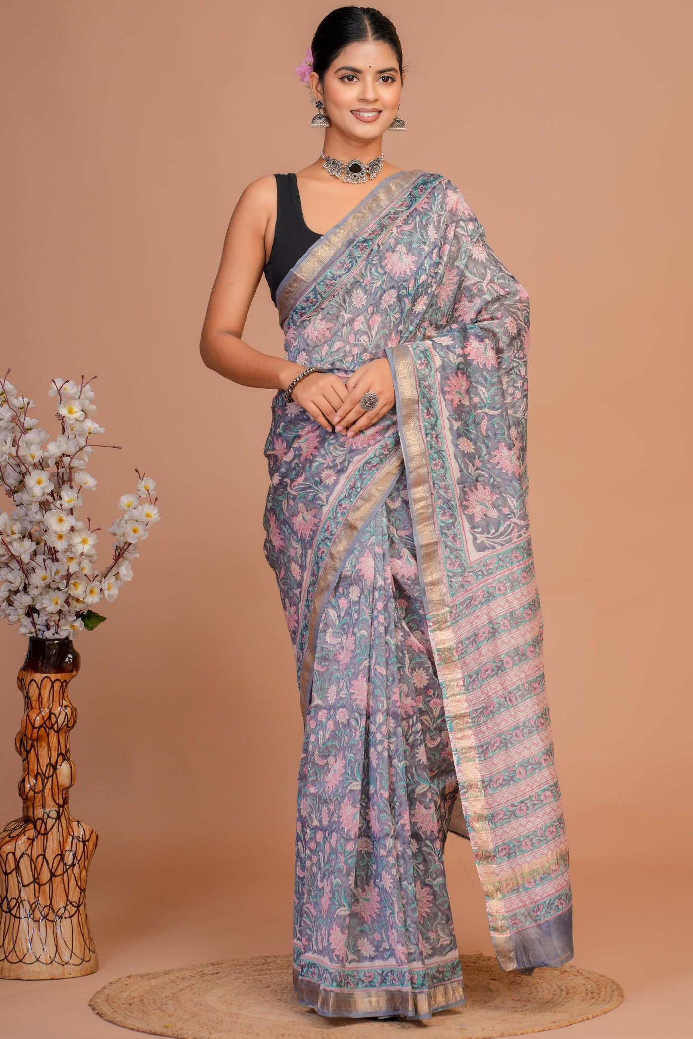 Maheshwari Silk Bagru Print Saree ( MS1111010)