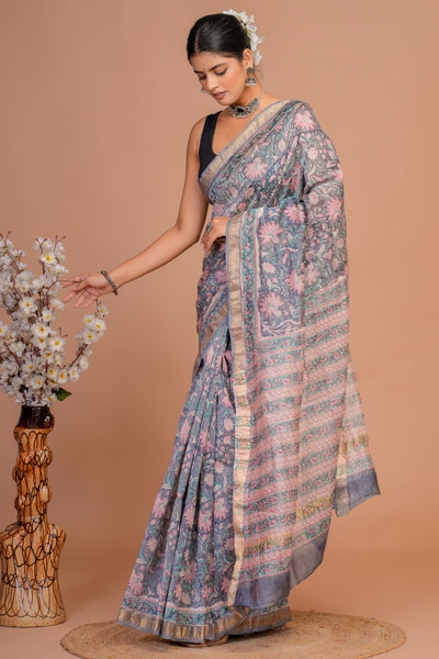 Maheshwari Silk Bagru Print Saree ( MS1111010)