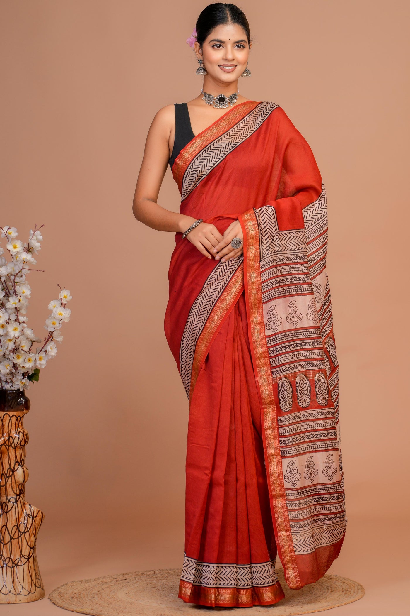 Maheshwari Silk Bagru Print Saree ( MS1111014)