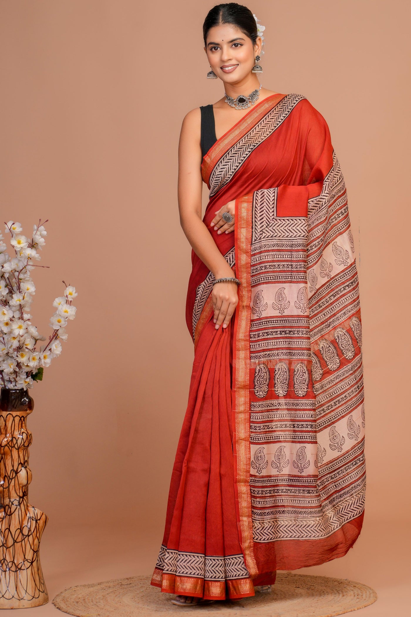 Maheshwari Silk Bagru Print Saree ( MS1111014)