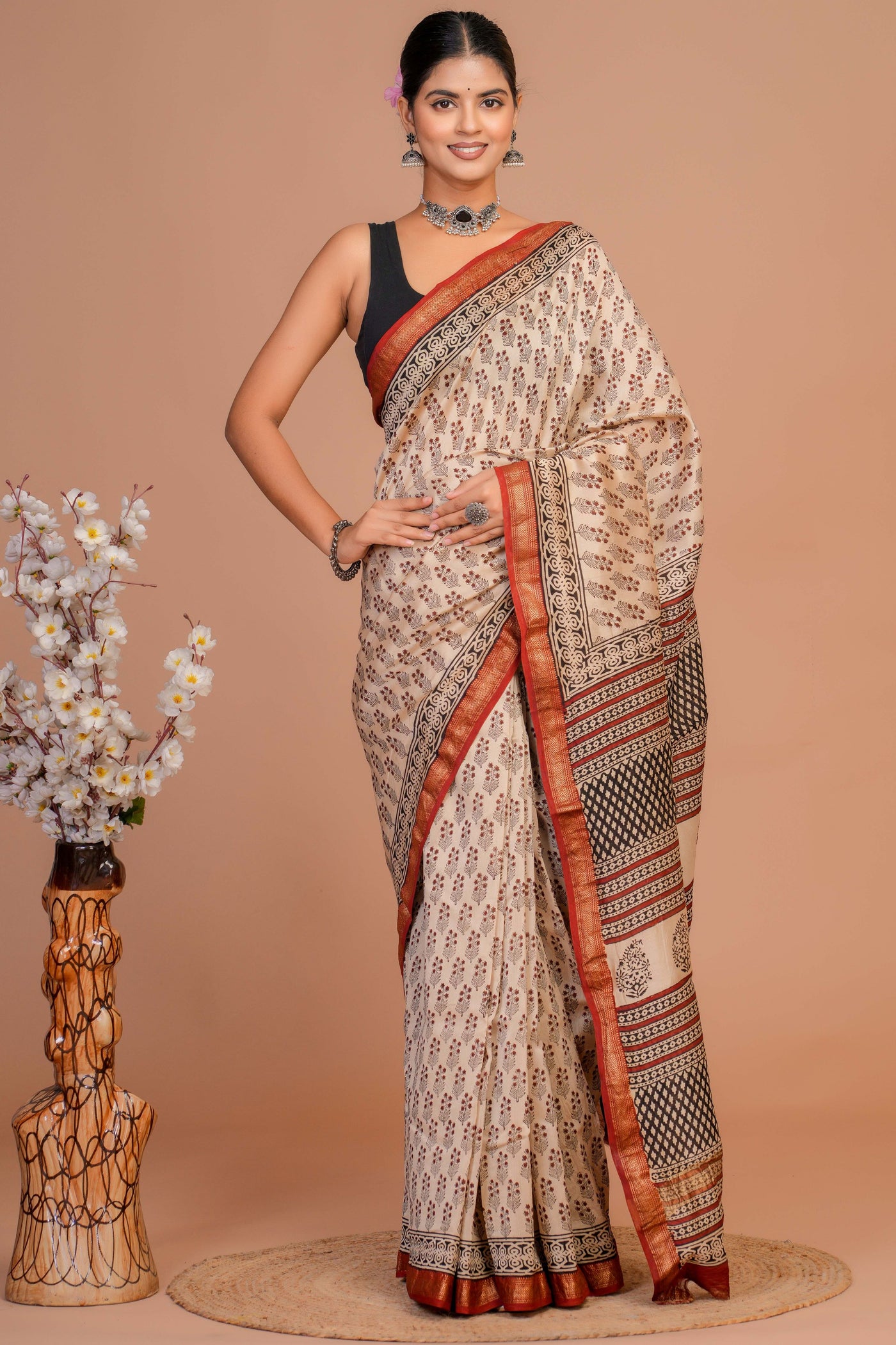 Maheshwari Silk Bagru Print Saree ( MS1111016)