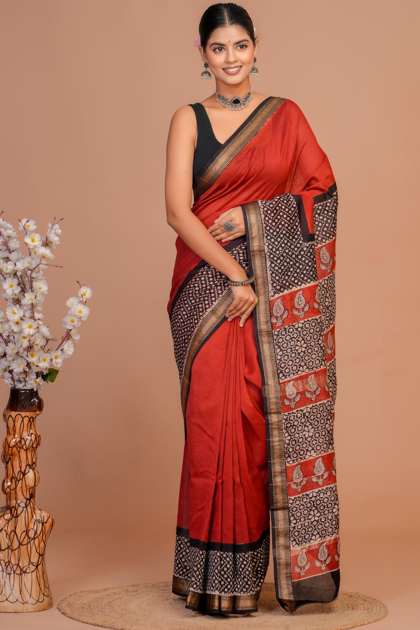 Maheshwari Silk Bagru Print Saree ( MS1111017)