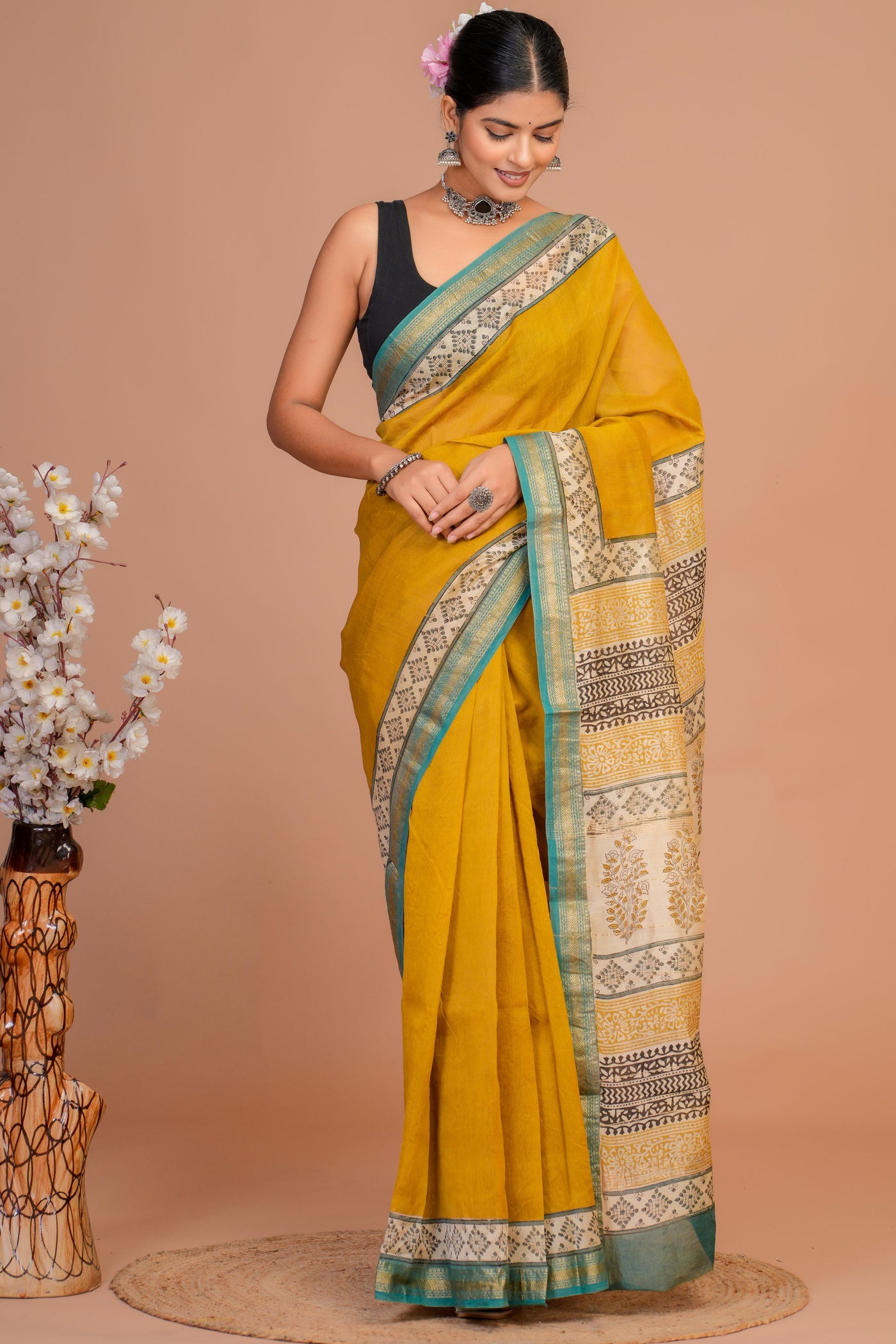 Maheshwari Silk Bagru Print Saree ( MS111101)