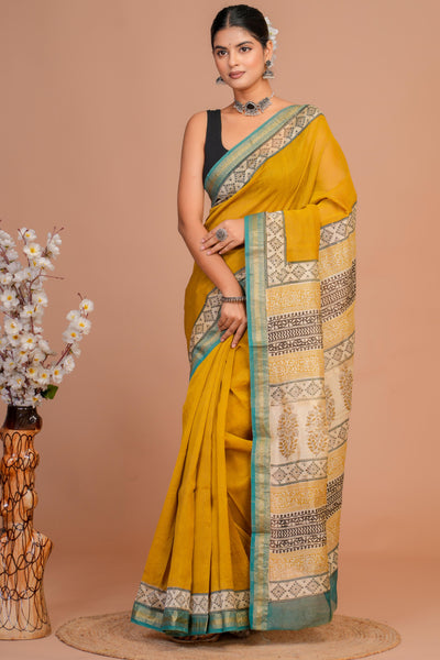 Maheshwari Silk Bagru Print Saree ( MS111101)