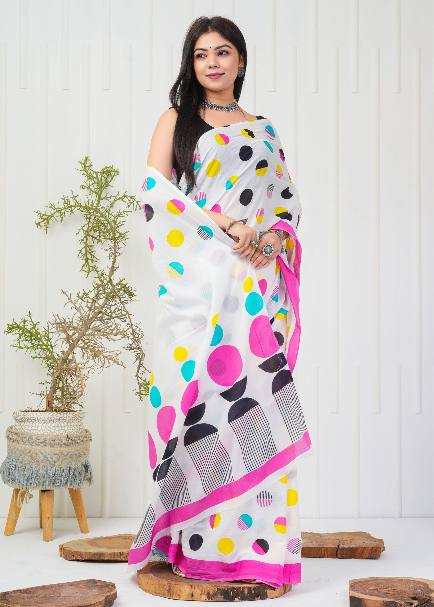 Premium Cotton Saree with Blouse Piece ( CS2003 )