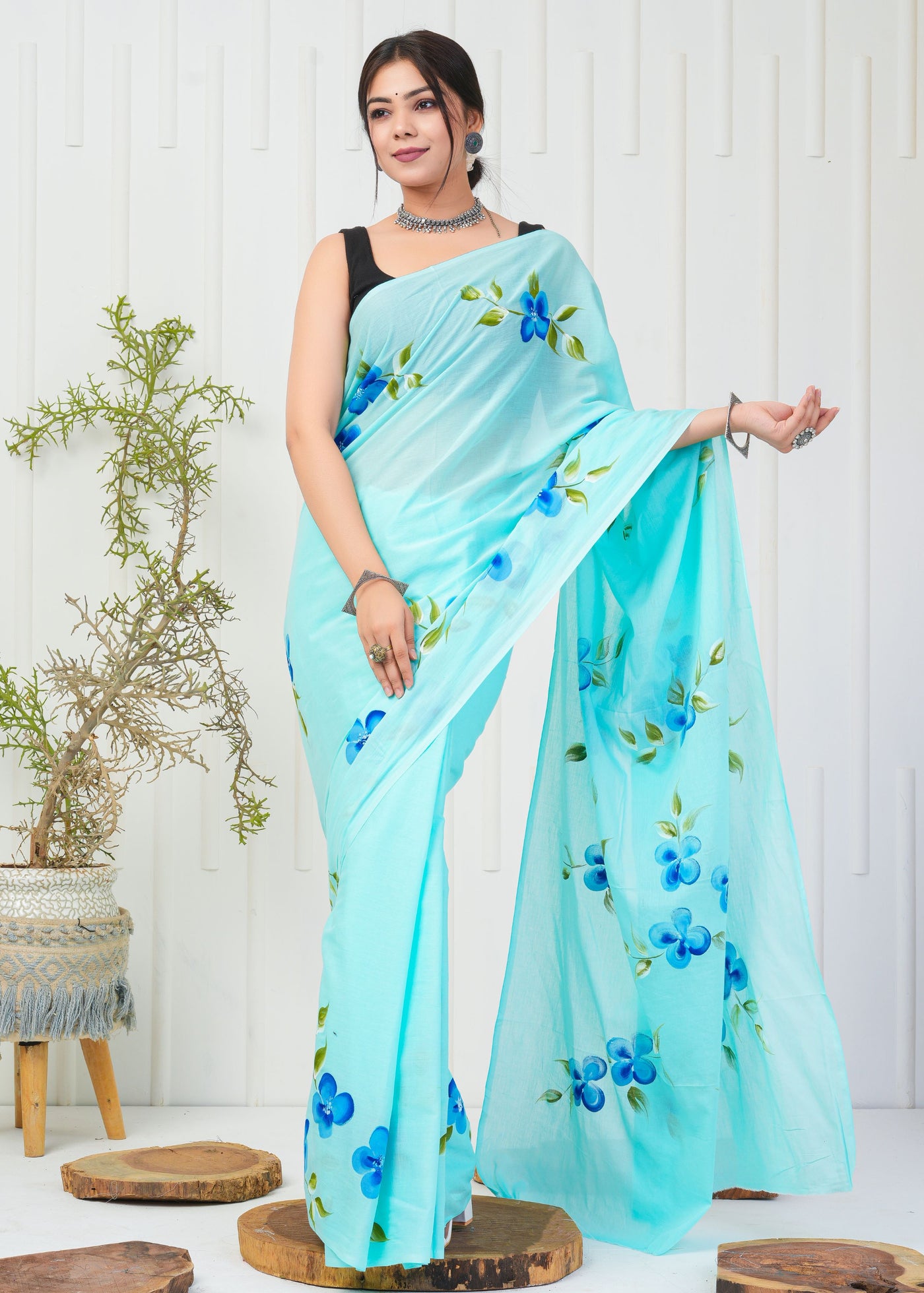 Premium Cotton Saree with Blouse Piece ( CS2006 )