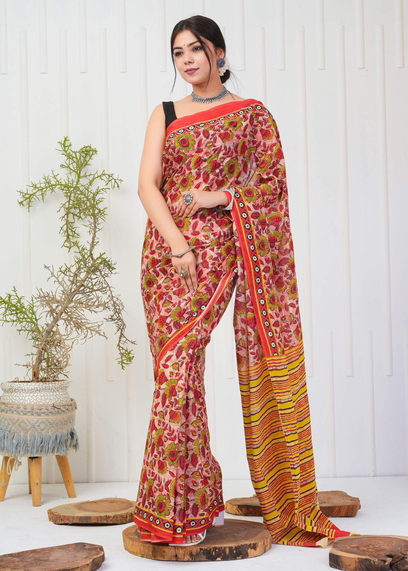 Premium Cotton Saree with Blouse Piece ( CS2008 )