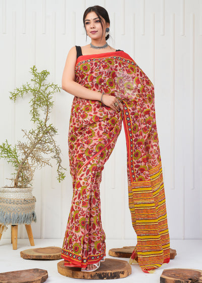 Premium Cotton Saree with Blouse Piece ( CS2008 )