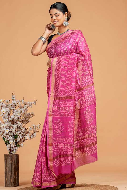 Maheshwari Silk Bagru Print Saree (MS151024)