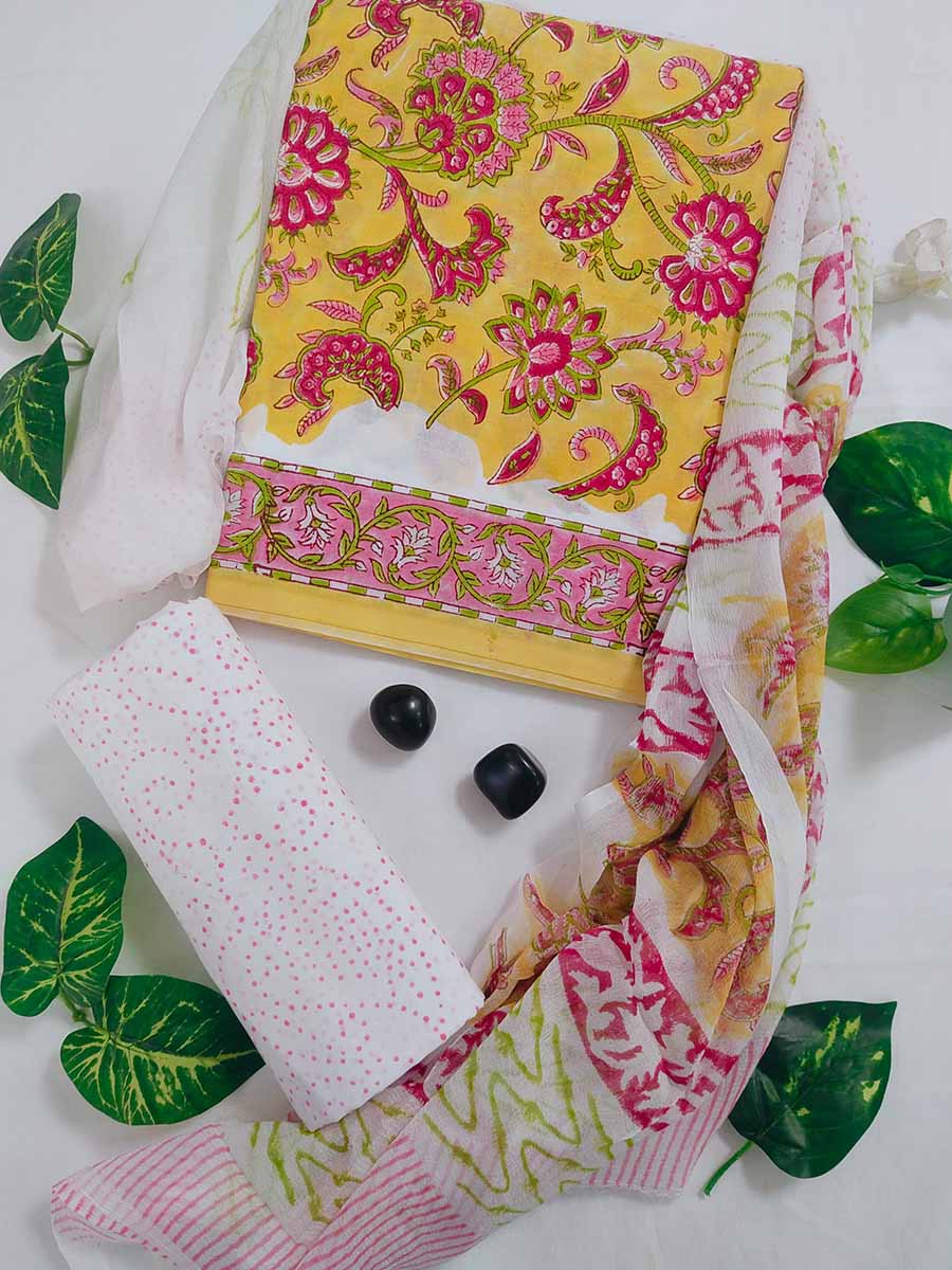 Cotton Suit Material with Chiffon Dupatta ( CH090909)