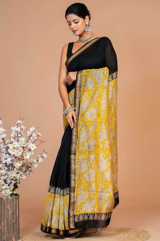 Maheshwari Silk Bagru Print Saree ( MS012501)