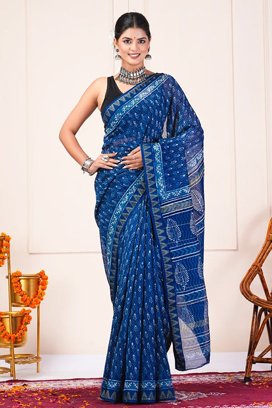 Maheshwari Silk Bagru Print Saree ( MS10805)